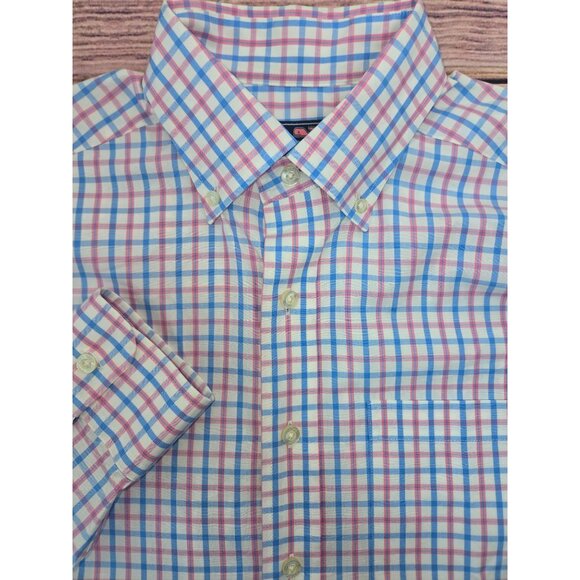 Vineyard Vines Mens Classic Fit Murray Shirt Small Blue/Pink Check Button-Down - Picture 4 of 7